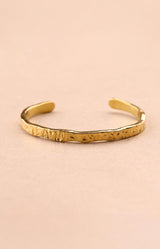 Gold hammered cuff bracelet with textured organic finish, Parisian elegance by Volange Paris, French fashion in Sydney