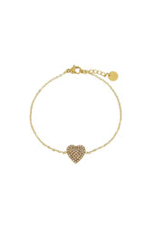 Gold heart chain bracelet with crystal detail and fine adjustable chain – Parisian elegance by Volange Paris, French jewellery in Sydney (Mosman, Paddington and Bronte) or Australia-wide online.