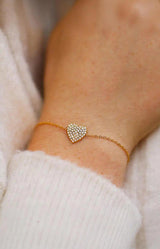 Gold heart chain bracelet with crystal detail and fine adjustable chain – Parisian elegance by Volange Paris, French jewellery in Sydney (Mosman, Paddington and Bronte) or Australia-wide online.