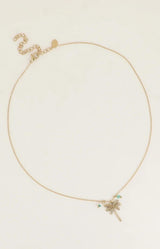 Gold-tone stainless steel palm tree necklace with turquoise bead accents. Water-resistant and non-tarnish – Volange Paris, Parisian fashion in Sydney (Mosman, Paddington and Bronte) or Australia-wide online.