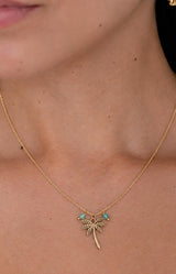 Gold-tone stainless steel palm tree necklace with turquoise bead accents. Water-resistant and non-tarnish – Volange Paris, Parisian fashion in Sydney (Mosman, Paddington and Bronte) or Australia-wide online.