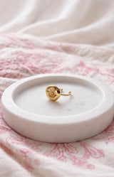 Gold ring with round medallion and delicate starburst motif, Parisian elegance by Volange Paris, French fashion in Sydney