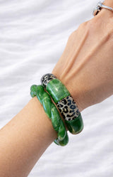 Green and leopard print chunky resin bracelet, French design – Volange Paris, Sydney French fashion boutique (Mosman, Paddington and Bronte) and Australia-wide online.