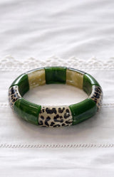 Green and leopard print chunky resin bracelet, French design – Volange Paris, Sydney French fashion boutique (Mosman, Paddington and Bronte) and Australia-wide online.