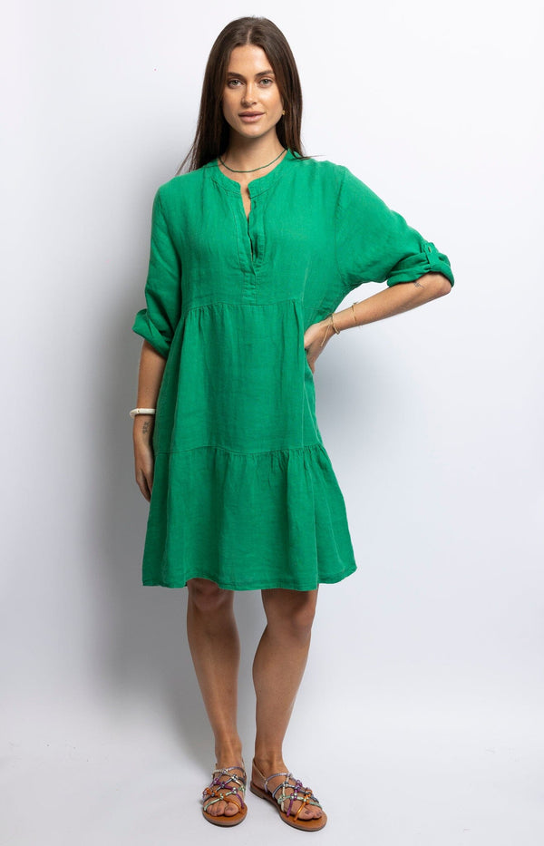 Breezy green linen dress – Effortless French fashion from Volange Paris