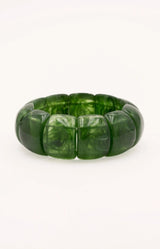Green marbled resin elastic bracelet, French design – Sydney French fashion by Volange Paris.