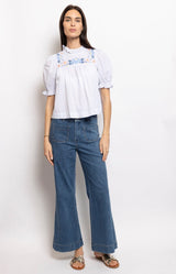 High-waisted flared denim jeans – wardrobe essential French fashion by Volange Paris