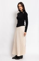 Flowing ivory pleated midi skirt with elegant movement – Volange Paris, Parisian fashion in Sydney (Mosman, Paddington and Bronte) or Australia-wide online.