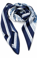 Navy Printed square scarf 70x70 French accessory – Volange Paris, Parisian fashion in Sydney (Mosman, Paddington and Bronte) and Australia-wide online.
