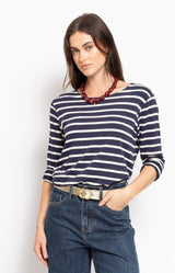 Navy and white striped mariniere t-shirt – Parisian elegance by Volange Paris, French fashion in Sydney.