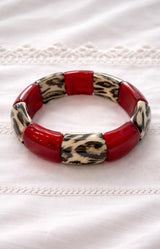 Red and leopard print chunky resin bracelet, French design – Volange Paris, Sydney French fashion boutique (Mosman, Paddington and Bronte) and Australia-wide online.