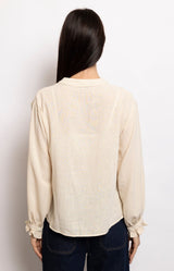 Soft embroidered blouse with delicate front panels and button front – Parisian elegance by Volange Paris, French fashion in Sydney (Mosman, Paddington and Bronte) or Australia-wide online.