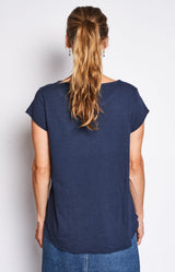 Classic navy cotton T-shirt with a sparkling star detail for effortless everyday style – Volange Paris, Parisian fashion in Sydney (Mosman, Paddington and Bronte) or Australia-wide online.