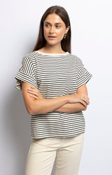 Classic striped cotton T-shirt in black – Parisian style by Volange Paris, French fashion
