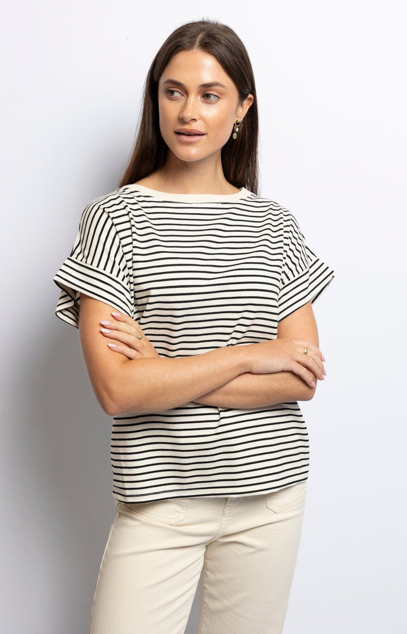 Classic striped cotton T-shirt in black – Parisian style by Volange Paris, French fashion