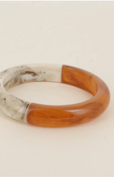 Tan and marbled ivory resin bangle with a bold two-tone design, glossy finish and sculptural rounded shape – Volange Paris, Parisian fashion in Sydney (Mosman, Paddington and Bronte) or Australia-wide online.