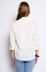 White cotton shirt with a flattering semi-slim fit and hidden "Mon amour" detail – Volange Paris, Parisian fashion in Sydney (Mosman, Paddington and Bronte) or Australia-wide online.