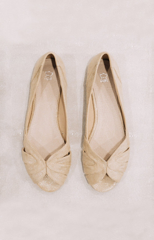 Volange PEEP TOE FLATS BEIGE