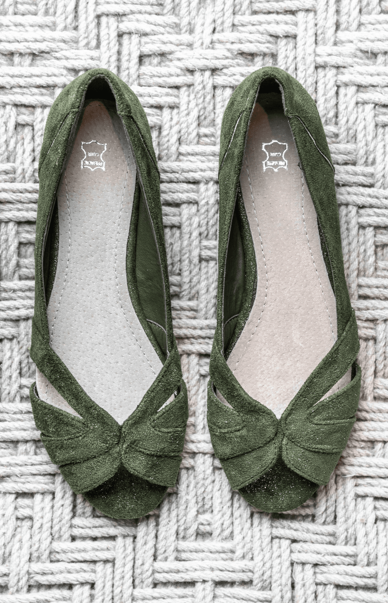 Volange PEEP TOE FLATS KAKI