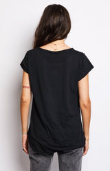 Classic balck cotton T-shirt with a sparkling star detail for effortless everyday style – Volange Paris, Parisian fashion in Sydney (Mosman, Paddington and Bronte) or Australia-wide online.